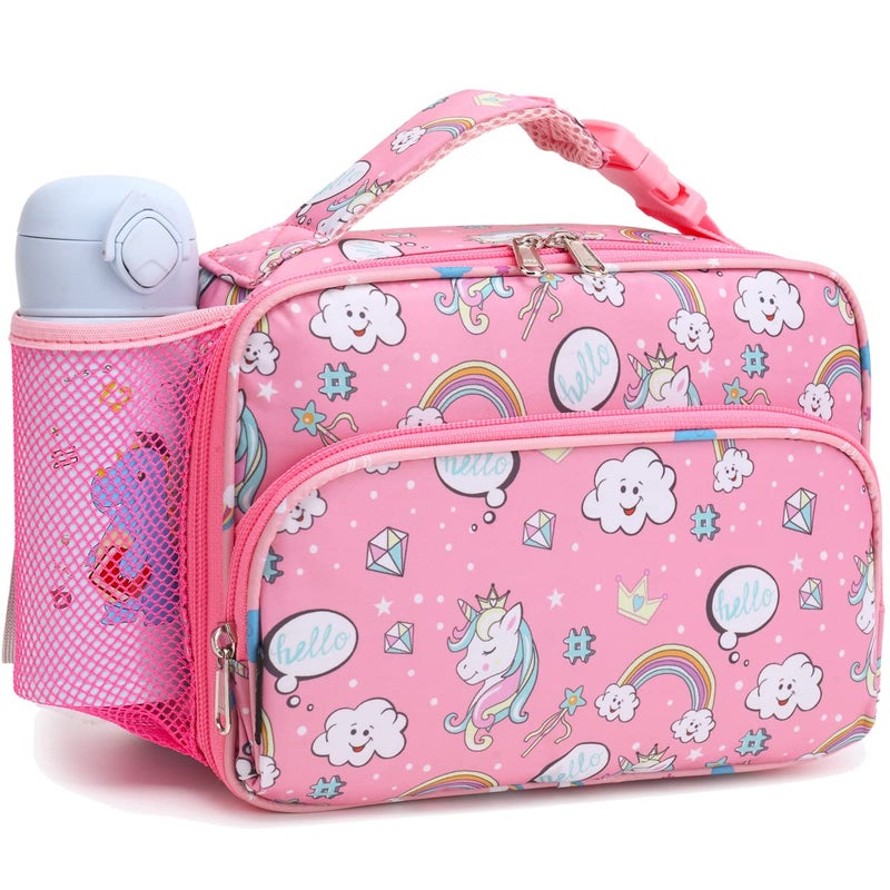 FlowFly Kids Lunch box Insulated Soft Bag Mini Cooler Back to School Thermal Meal Tote Kit for Girls, Boys, Rainbow - Image 2